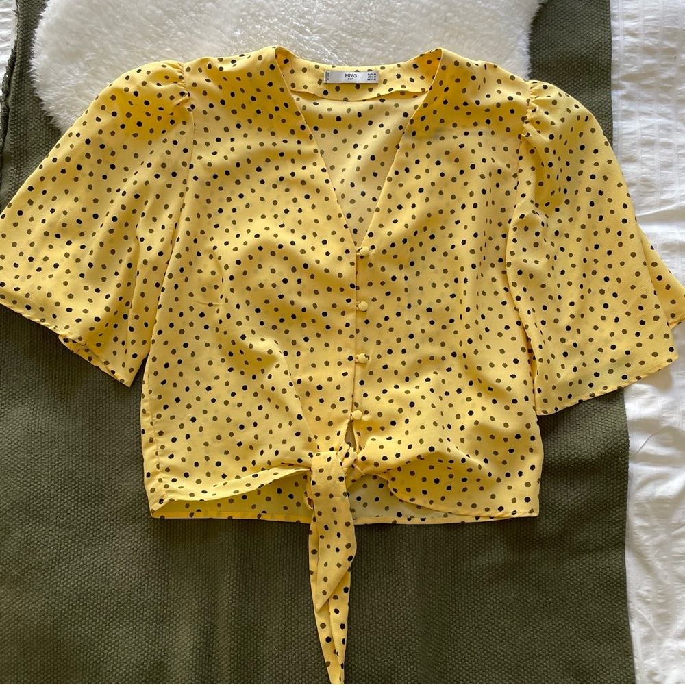 Mango Yellow Polk Dotted Top